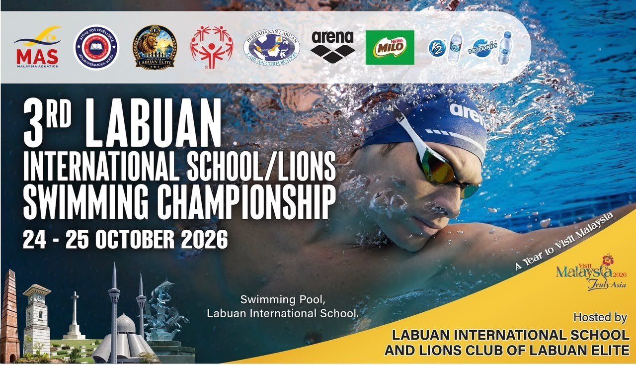 Official poster of the 3rd Labuan International School/Lions Swimming Championship, 24–25 October 2026